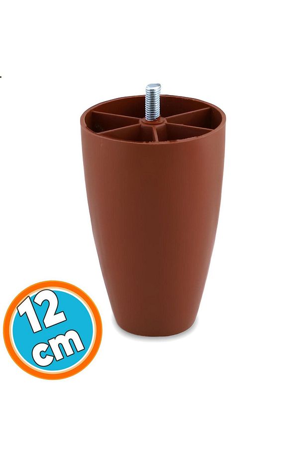 Mobilya Yükseltici Kanepe Ünite Koltuk Ayağı Baza Ayakları Kahverengi Oval Plastik Ayak 12 cm 4 Adet - 5