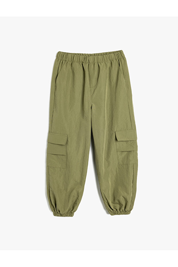Jogger Parachute Trousers with Pocket Detail and Elastic Waist