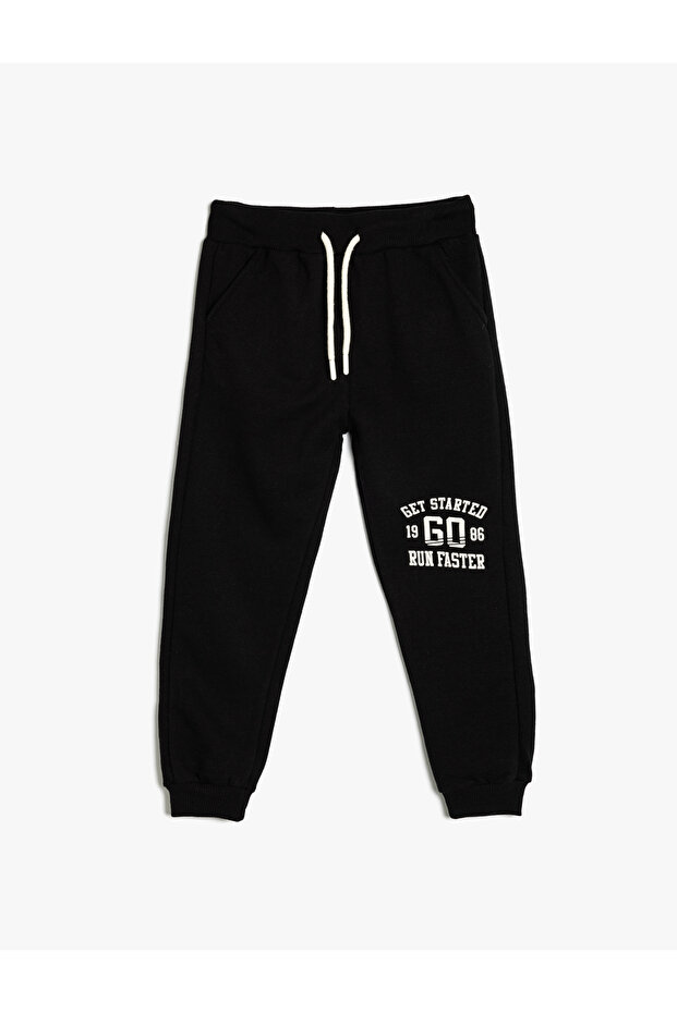 Jogger Sweatpants College Print Detailed Tie Waist