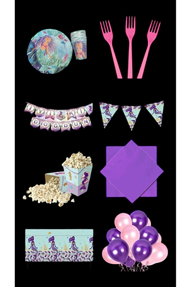 Mermaid The Little Mermaid Themed Party Set for 8 People - A Full and Comprehensive Party Set