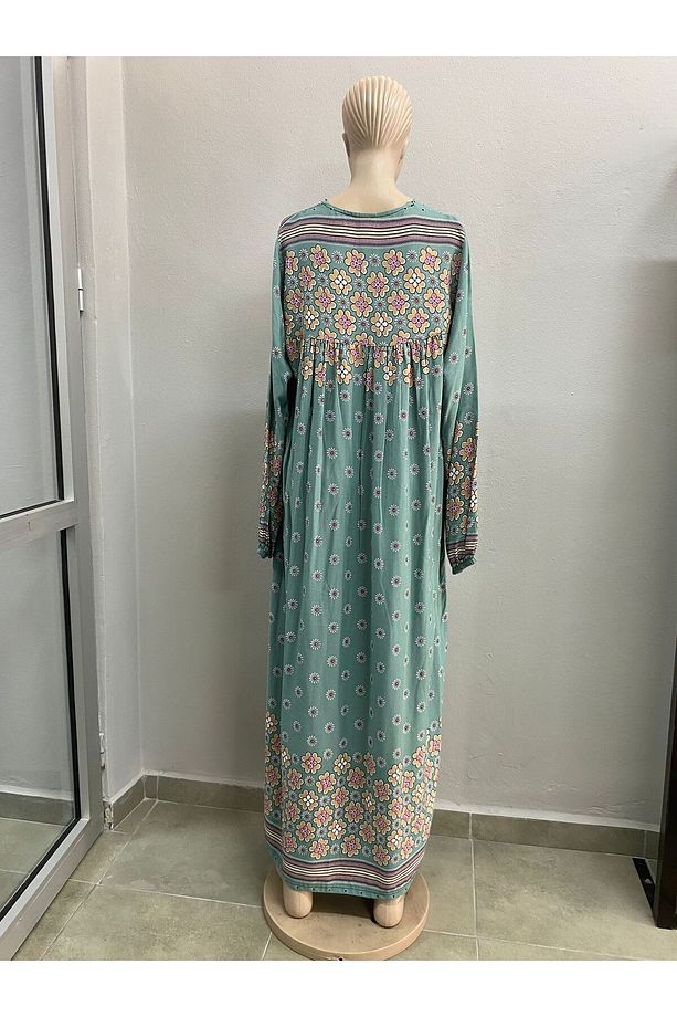 Penye Kumaş, Desenli, Yuvarlak Yaka, Lastik Kol Elbise (62*2=124 cm. Göğüs/ Boy 143 ölçü İADE YOK. - 2