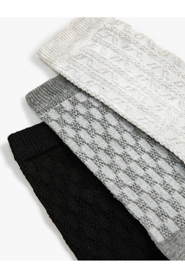 3-Piece Socks Set Geometric Patterned Multicolored - 3