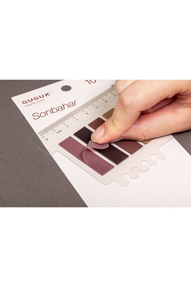 Sonbahar Tonları Temalı 10 Renkli Cetvelli Şeffaf Pet Index • Index Sticker • Post-it • Sticky Note - 2