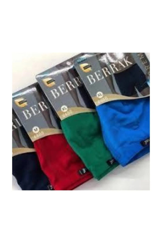 Men's 4-Piece (Black-Red-Green-Blue) Color Modal Thin Elastic Lycra Boxershorts-Underpants Berrak / 4488