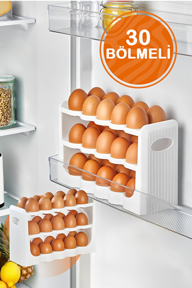 3-tier, 30-compartment refrigerator egg holder organizer mit1094