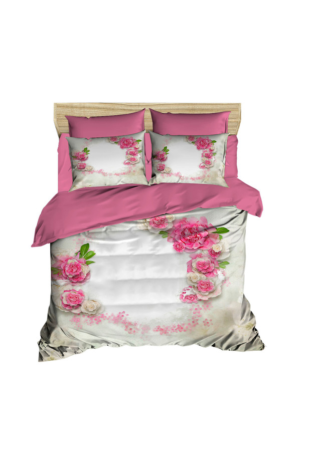 3D Double Duvet Cover Set with Rose Ring
