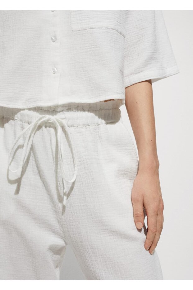 Beli elastik pamuklu pantolon - 7