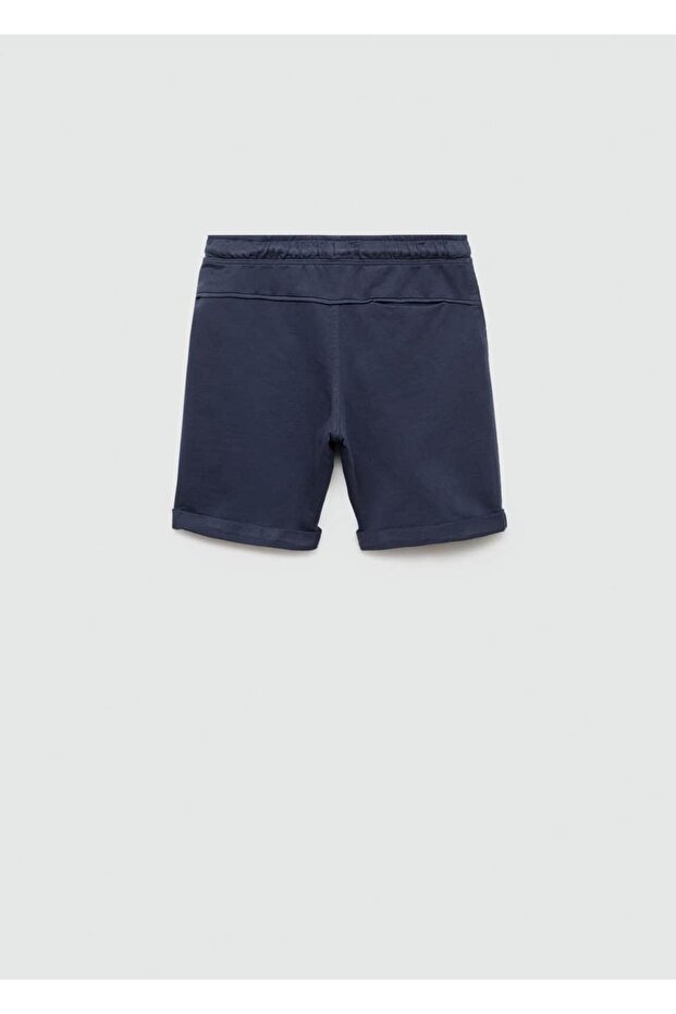 Beli elastik pamuklu bermuda şort - 4