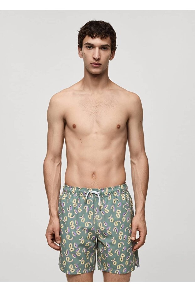 Papaya Patterned Swimsuit - 1