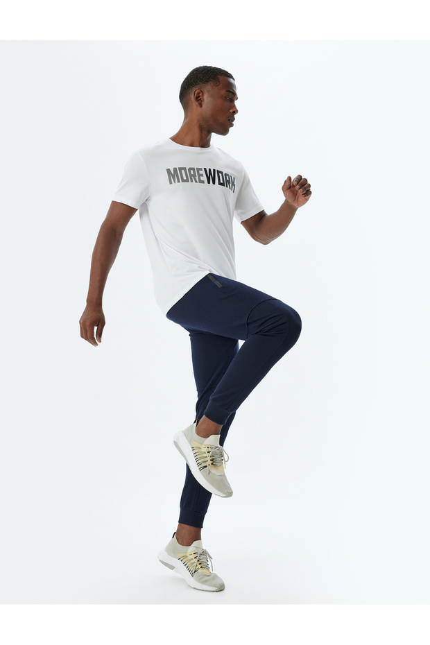 Sports Sweatpants Jogger Pants Drawstring Waist Seam Detail Pocketed Cotton Blend
