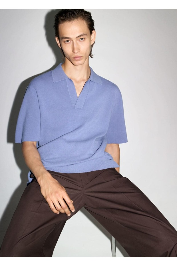 Rahat kesim triko polo gömlek - 6