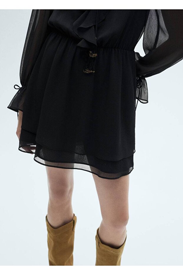 Fırfırlı kısa elbise - 6