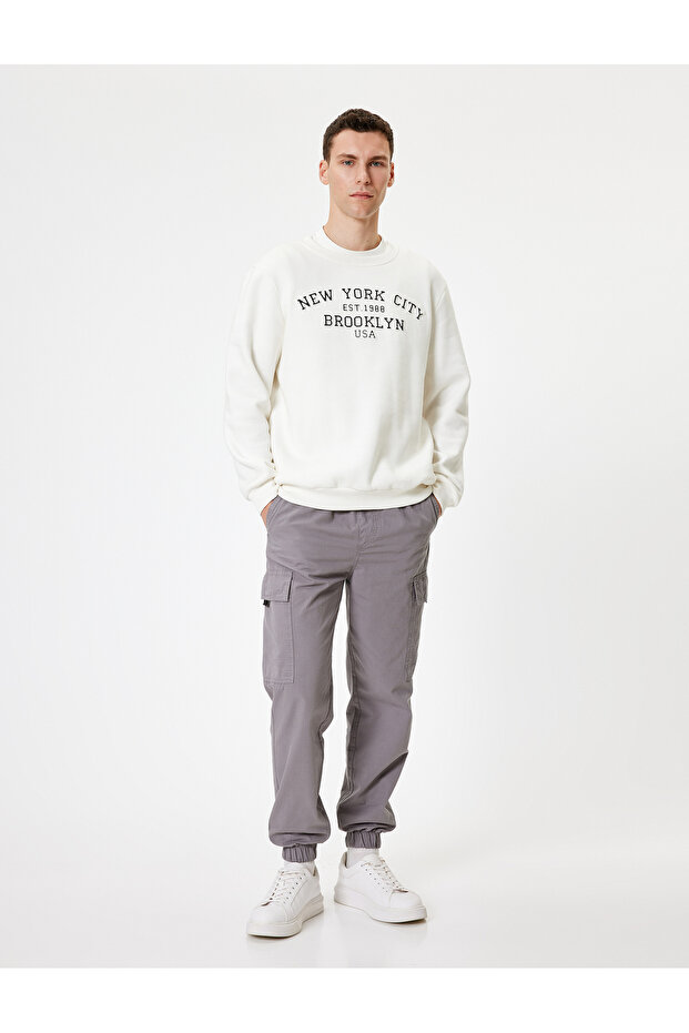 Jogger Pants Cargo Pocket Detailed Waist Lace up Cotton