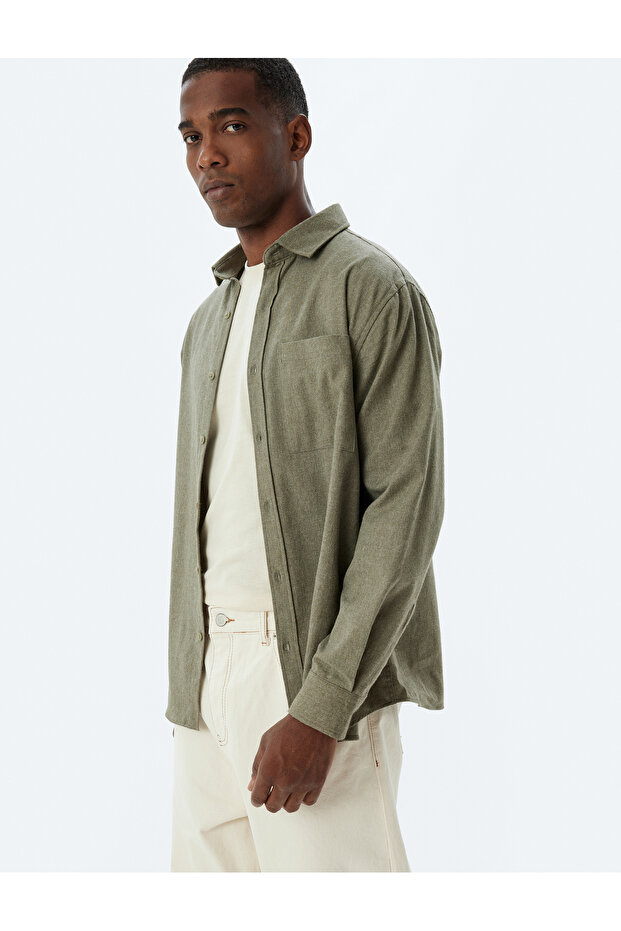 Classic Shirt Long Sleeve Pocket Detailed Cotton Blend
