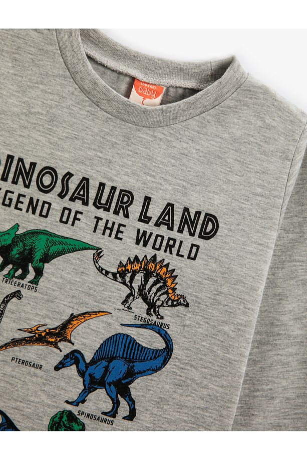 Dinozorlu Tişört Uzun Kollu Bisiklet Yaka - 3