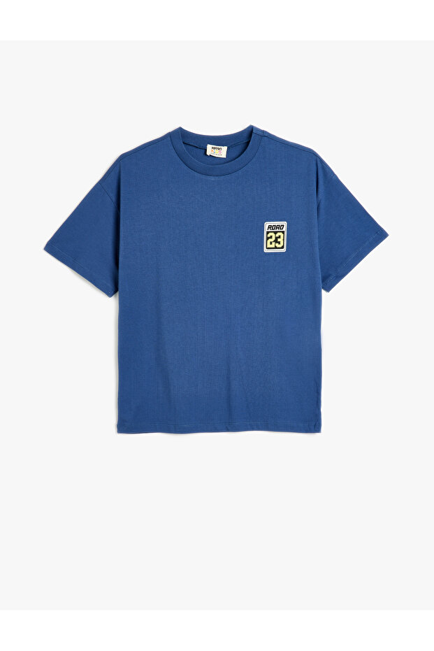 Oversize T-Shirt with Print Detail, Short Sleeve, Crew Neck, Cotton