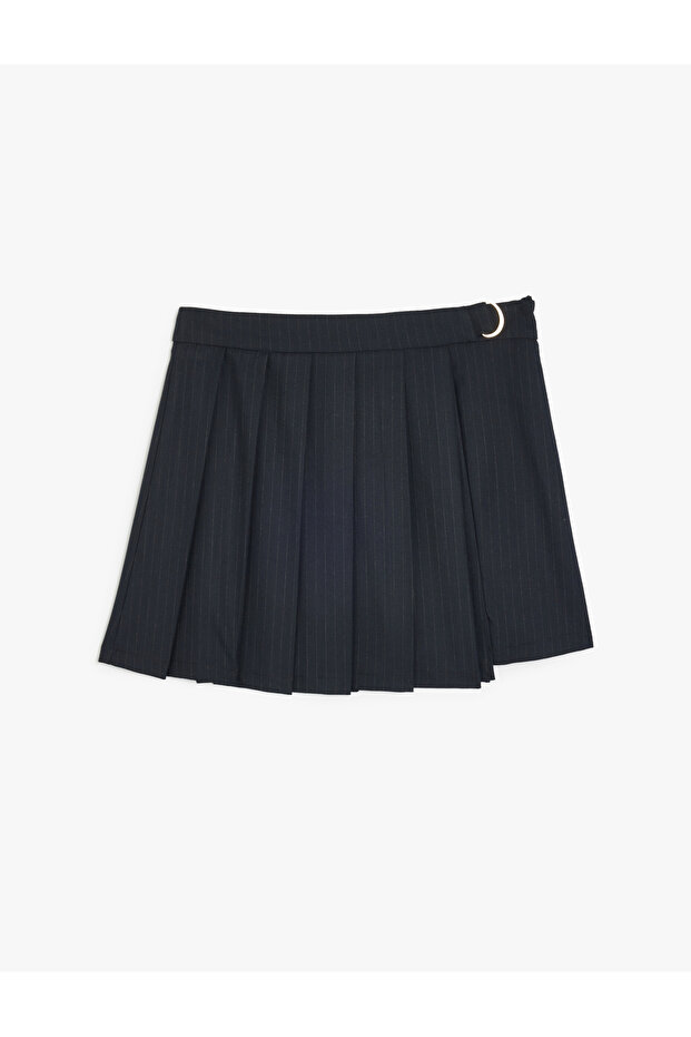 Pleated Skirt with Buckle Detail, Viscose Blend