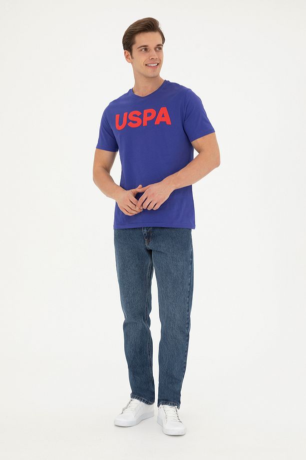 Erkek Regular Fit Bisiklet Yaka Mavi Basic Tişört 50279620-vr212 - 4