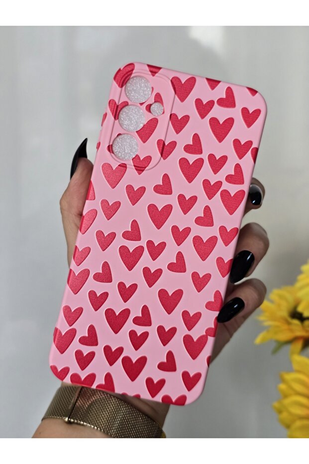 Samsung Galaxy A34 Compatible Velvet Inside Launch Heart Printed Case