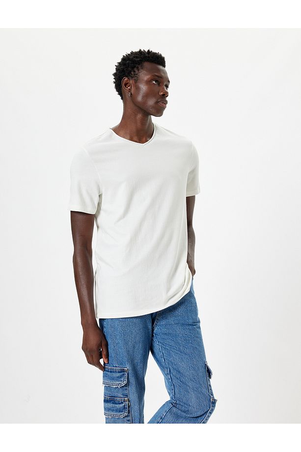 Pamuklu Kısa Kollu Regular Fit Bisiklet Yaka Basic Tişört - 2