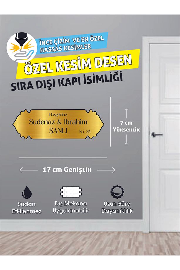 Metal Plexi Kapı İsimliği, Gold & Gümüş Kapı Numarası, Posta Kutusu İsimliği - 3