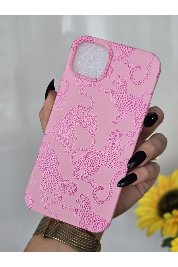 iPhone 14 Plus / 15 Plus Compatible Velvet Inside Launch Leopard Printed Case - 3