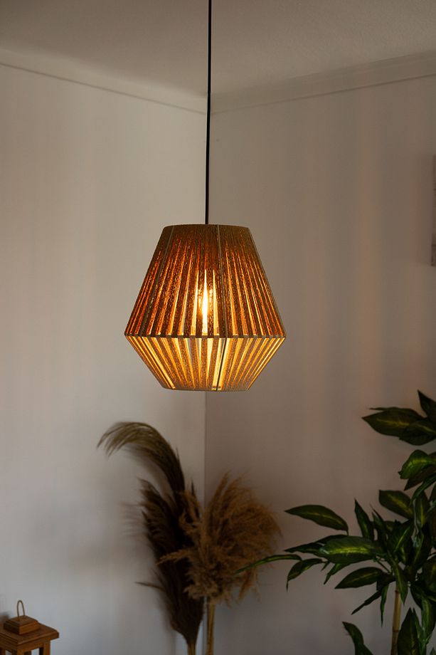 Bohem Avize Rustik Rattan Avize Hasır Avize Jüt Avize Doğal Silindir El İşçiliği Boho Chandelier - 3