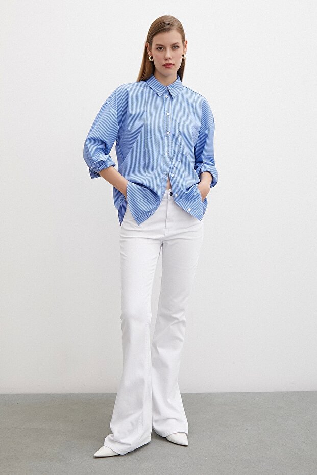 Μπλε ριγέ πουκάμισο - 5