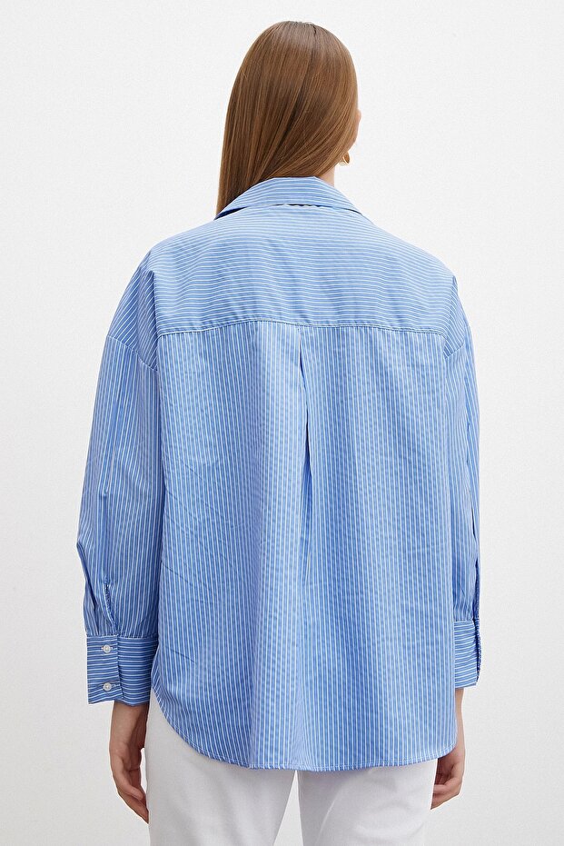 Μπλε ριγέ πουκάμισο - 4