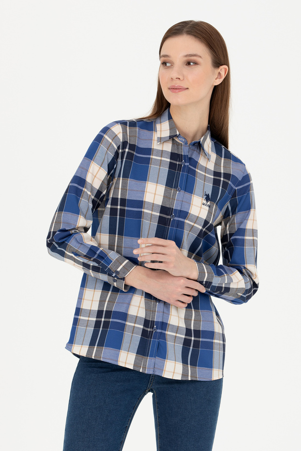 Women's Navy Blue Long Sleeve Shirt 50277624 -Vr033