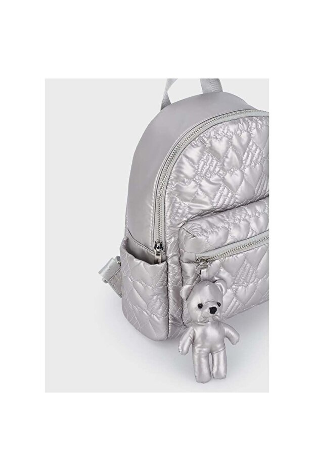 Gray Heart Patterned Backpack - 2