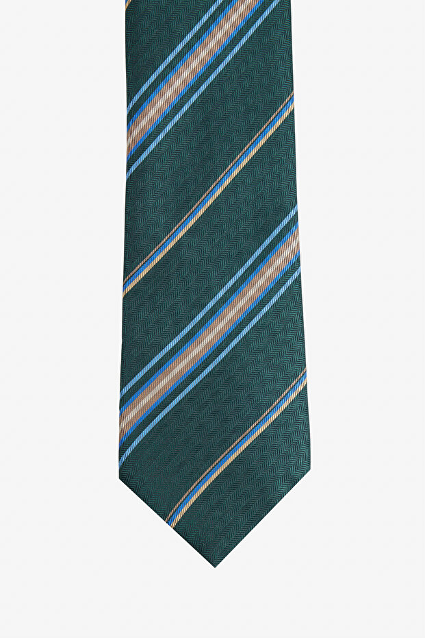 ربطة عنق منقوشة باللون الأزرق الفحمي للرجال - 2