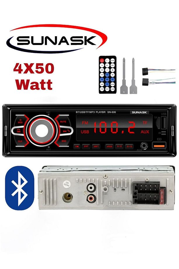 Sn-606 Çift Usb'li Bluetooth Oto Teyp Araba Teyibi Kumandalı Oto Teyip Mp3 Çalar Amfi Çıkışlı - 2