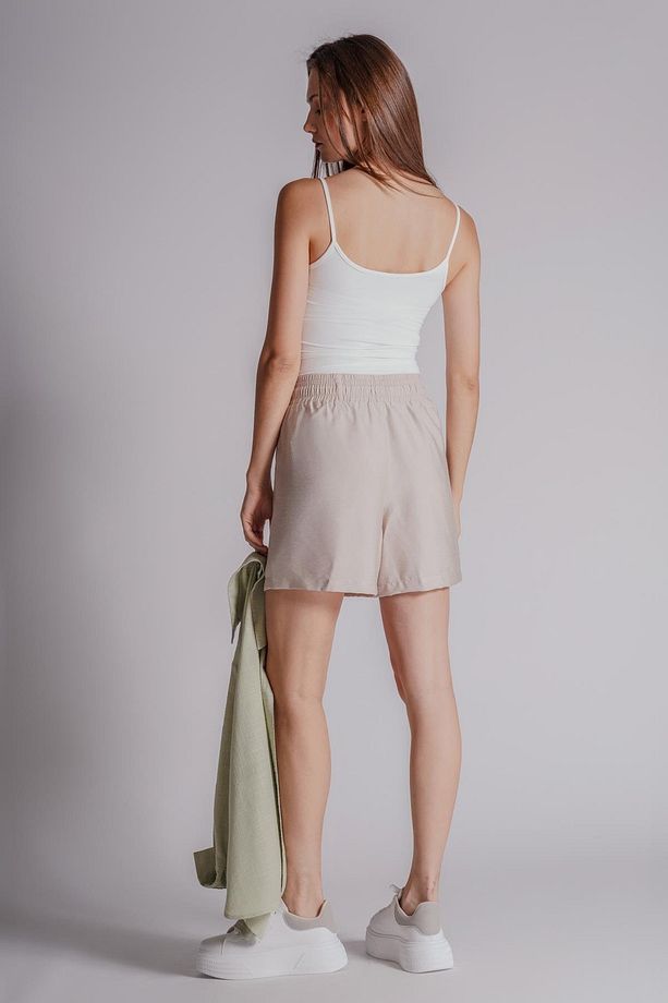 Kadın Beli Lastikli Jogger Şort Taş - 3