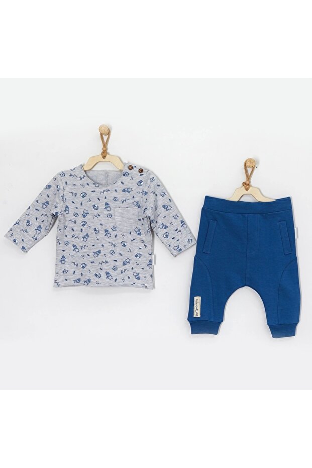 Ac22154rp Little Climber 2-Piece Baby Set Gray Melange