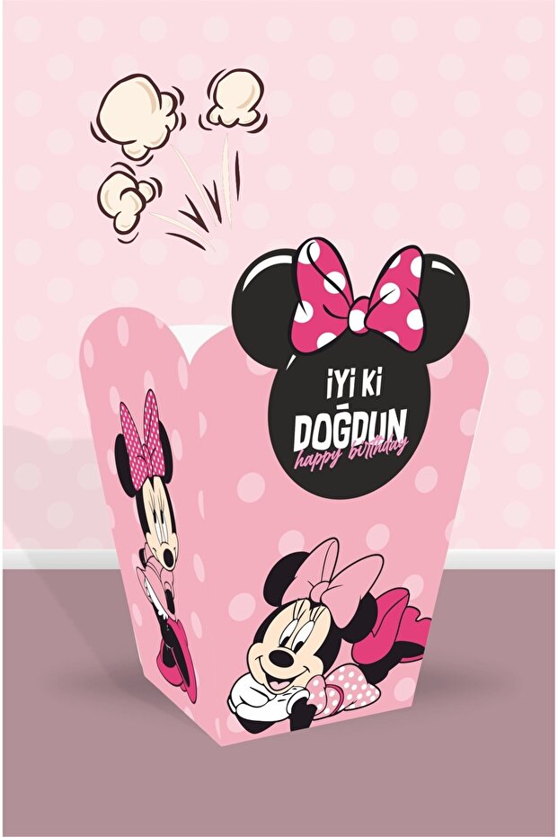 Minnie Mouse Pink Temalı * Popcorn (mısır) Kutusu *8'li - 1