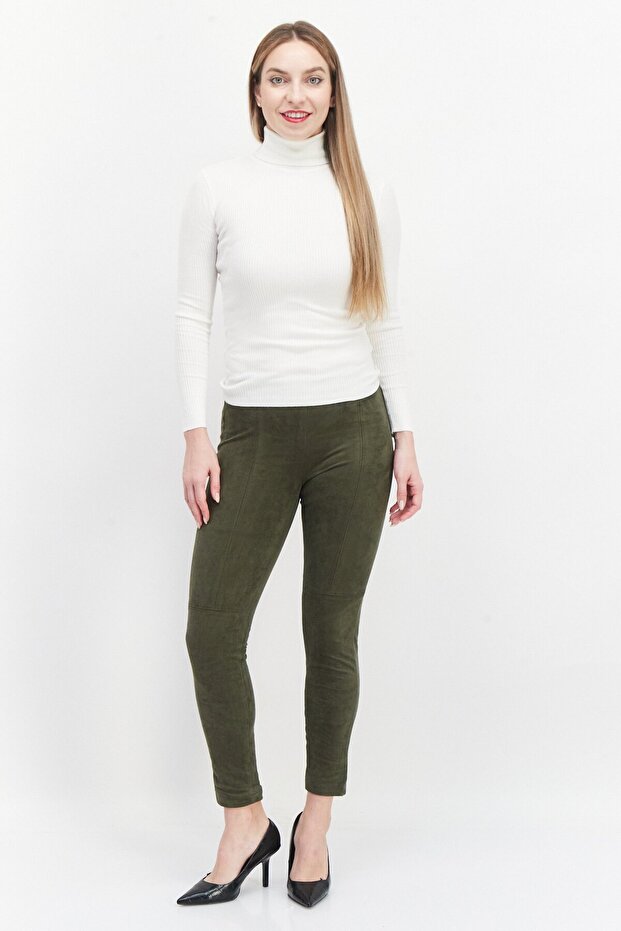 Women Regular Fit Solid Pants, Olive - 3