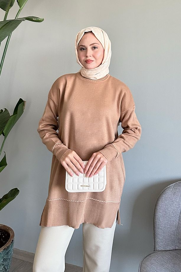 Biyeli Basic Camel Triko Kazak - 4