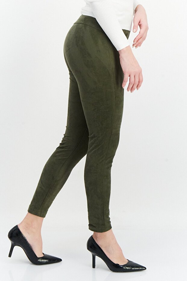 Women Regular Fit Solid Pants, Olive - 2