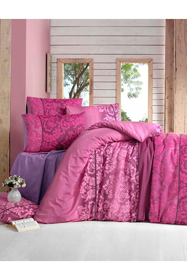 Double Polycotton Duvet Cover Set (ÖYKÜ BORDO)