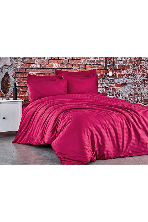 Double Striped Cotton Satin Duvet Cover Set