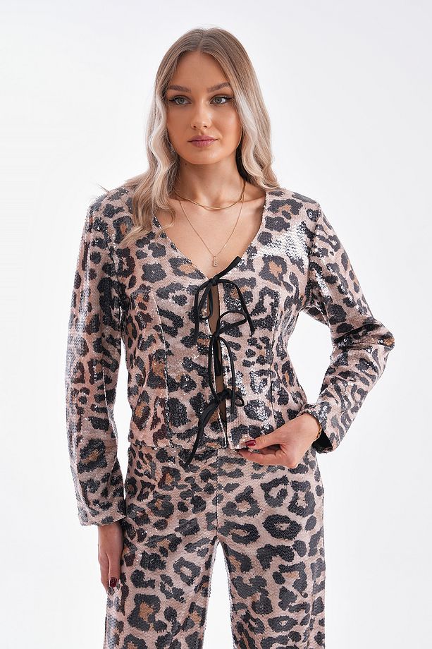 Payet  Leopar Desenli Bağçıklı Ceket-Üst  PLL-016 - 1