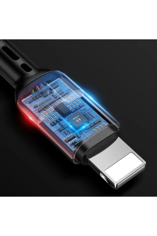 Ca-6410 Iphone 1.8m Qc4 Ledli Şarj Kablosu Elastik - 3