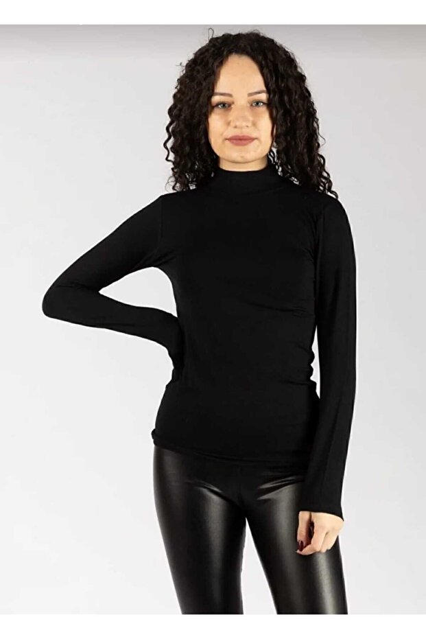 Half Fisherman Long Sleeve Combed Cotton Lycra Badi. Black