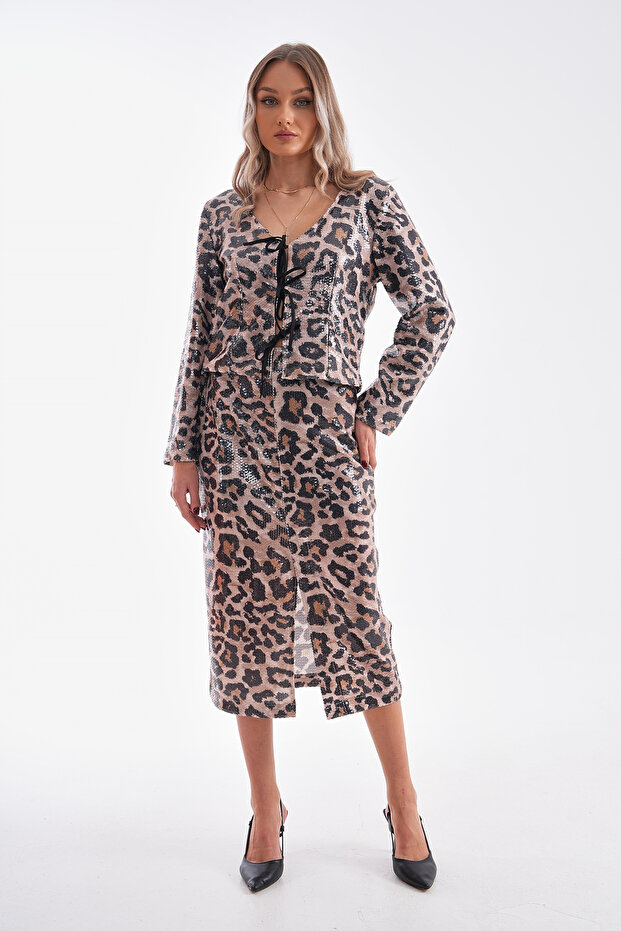 تنورة قلم رصاص منقوشة بنقشة الفهد - PLL-027 - 2