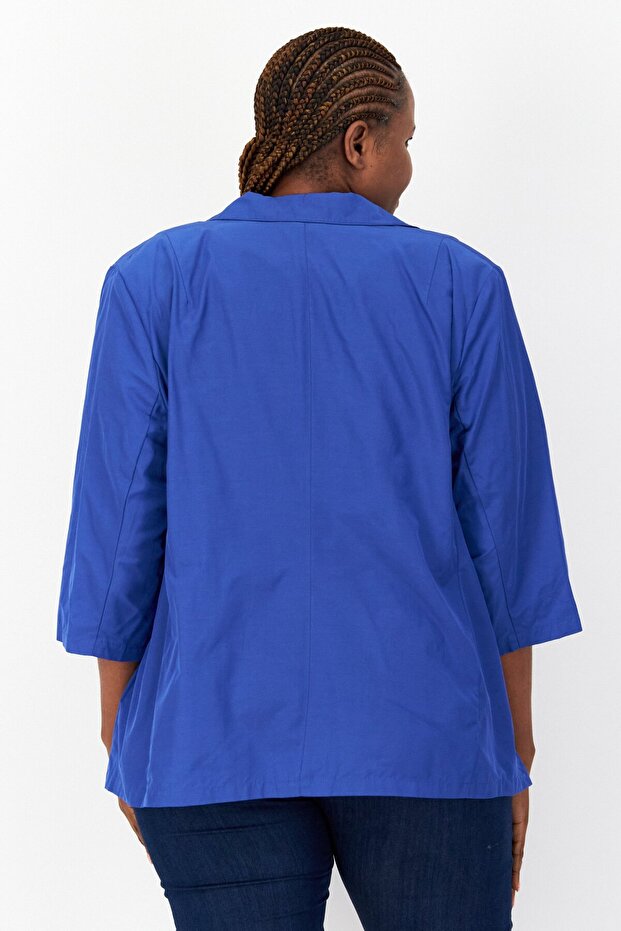 بليزر نسائي سادة بقصّة عادية، أزرق - 2