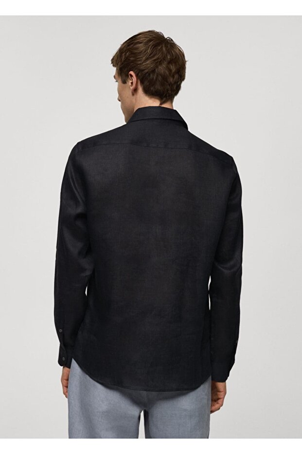 %100 keten regular kesim gömlek - 4