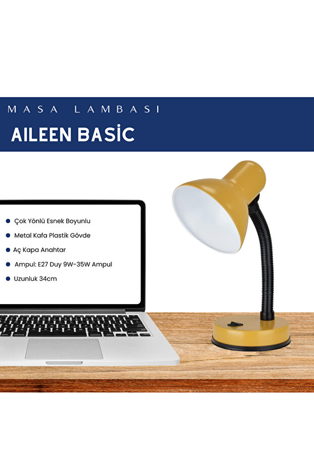 Basic Masa Lambası Çok Yönlü Esnek Boyunlu Sarı - 4