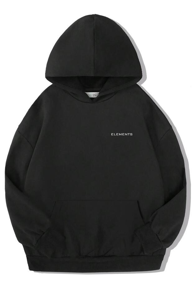 Hanorac unisex pentru copii Basic Elements, negru - 1