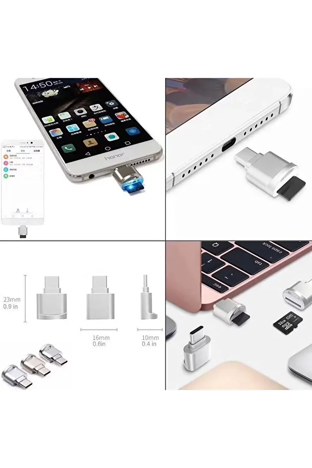 Usb Type-c 3.1 To Micro Sd Tf Hafıza Kart Okuyucu Otg Adaptörü 4477 - 9